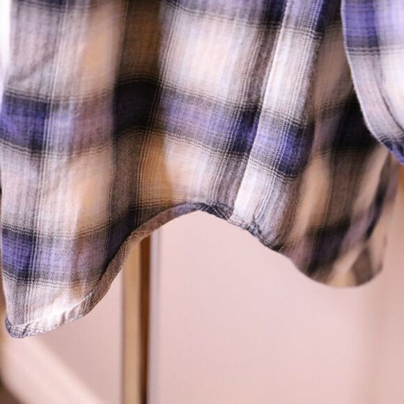 Vince Blue Plaid Button Down Tunic Shirt Sz XS - Picture 8 of 10